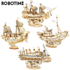 Robotime Boat & Ship Model 3D Wooden Puzzle Games Toys Assembly Kit For Children Kids Girls Birthday Christmas Gift Dropshipping