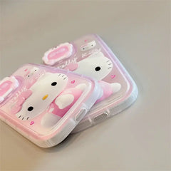 Hello Kitty Phone Case With Cover Mirror Holder Shockproof