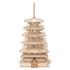 Robotime Five-storied Pagoda 3D Wooden Puzzle Toys For Children Kids Birthday Christmas Gift Home Decoration TGN02 Dropshipping