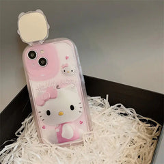 Hello Kitty Phone Case With Cover Mirror Holder Shockproof