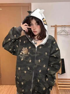 Hello Kitty Camo Zip Up Hoodie