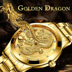 Golden Dragon Carved Automatic Mechanical Watch