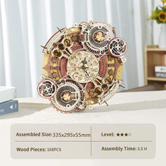 Robotime ROKR Time Art Zodiac Wall Clock 3D Wooden Puzzle Games Model Building Kits Toys For Children Kids